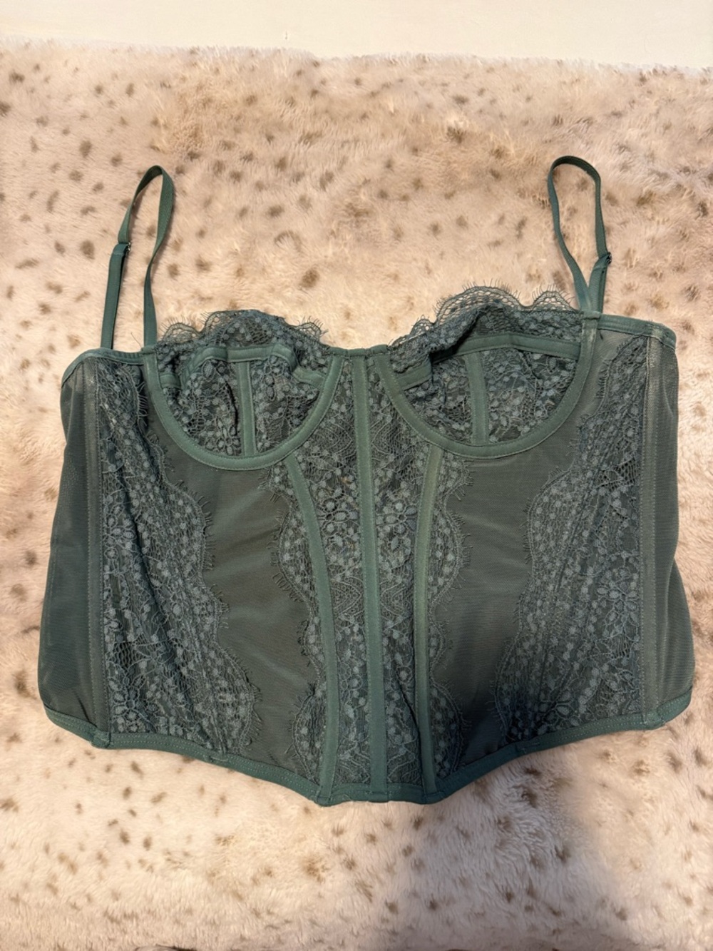 Urban Outfitters Olive Green Lace Bustier Corset